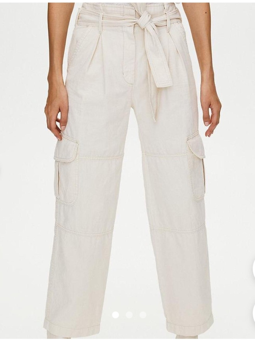 Wilfred Cream Cargo Pants with Waist Tie
